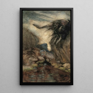 The Witch's Pond - Arthur Rackham — framed artwork on a wall