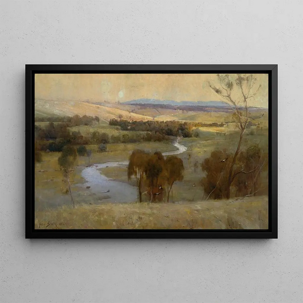 The stream still slides and will slide forever - Arthur Streeton — framed artwork on a wall