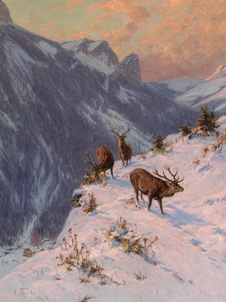 A fallow deer in winter - Arthur Thiele — artwork view