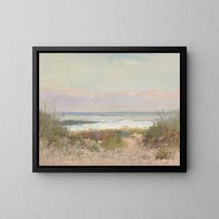 Beach Grass and Waves Painting - Arthur Turnbull Hill — framed artwork on a wall