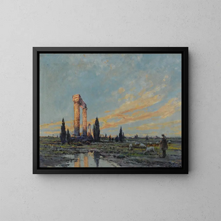Ruins at Dawn - Arthur Vidal Diehl — framed artwork on a wall