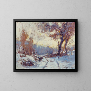 Winter Landscape Painting - Arthur Vidal Diehl — framed artwork on a wall