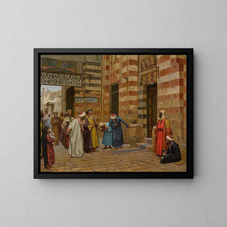 Arrival at the mosque - Arthur von Ferraris — framed artwork on a wall