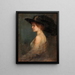 Portrait painting of a lady with a large feathered hat - Arthur von Ferraris — framed artwork on a wall