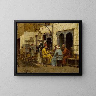 Les Joueurs de dominos - Arthur von Ferraris — framed artwork on a wall