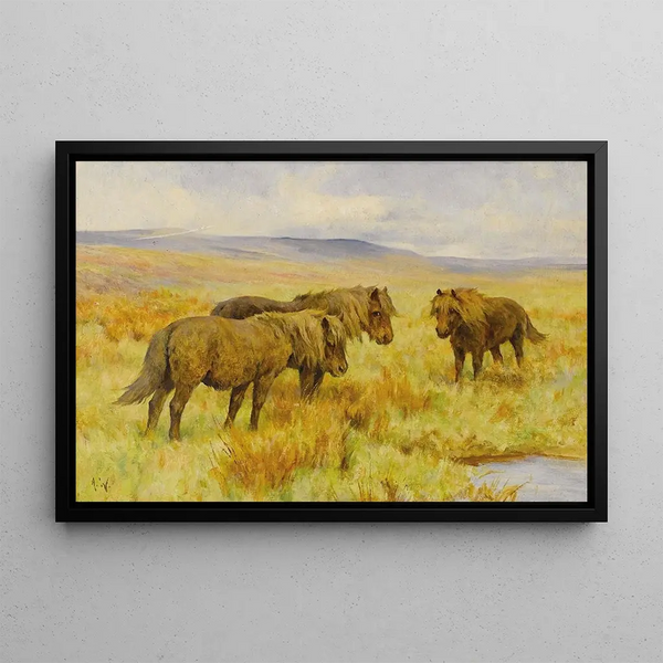 Poneys Shetland - Arthur Wardle — framed artwork on a wall