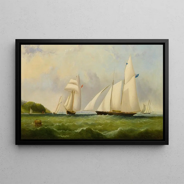 The Yacht Cambria off Ryde, Isle of Wight - Arthur Wellington Fowles — framed artwork on a wall