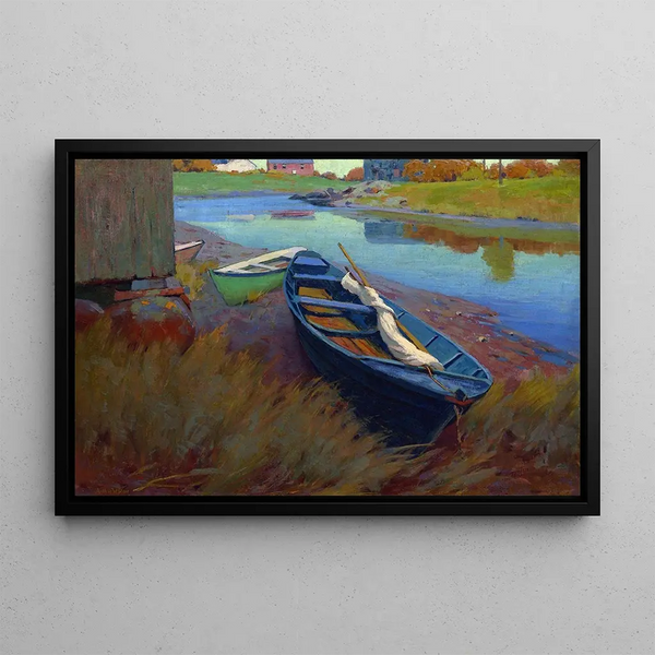 Boats at Rest - Arthur Wesley Dow — framed artwork on a wall