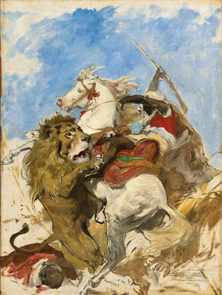 The Lion and the Moor - Arturo Michelena — artwork view