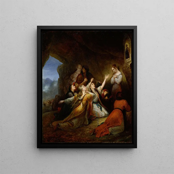 Greek Women imploring the Virgin to help them - Ary Scheffer — framed artwork on a wall