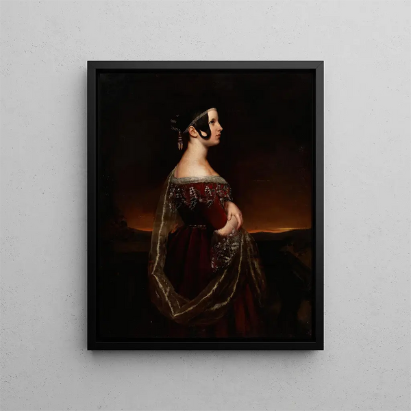 Portrait of a lady with pearls - Ary Scheffer — framed artwork on a wall