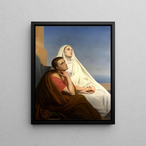 Saints Augustin and Monique - Ary Scheffer — framed artwork on a wall