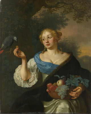 A young woman with a parrot - Ary de Vois — artwork view