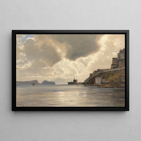 Côte près du Castello di Baia au golfe de Pouzzoles - Ascan Lutteroth — framed artwork on a wall