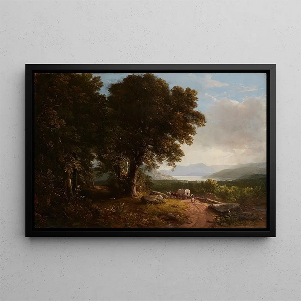 Landscape Painting with Covered Wagon - Asher Brown Durand — framed artwork on a wall