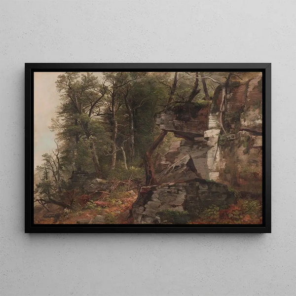 Trees on a rocky hill - Asher Brown Durand — framed artwork on a wall