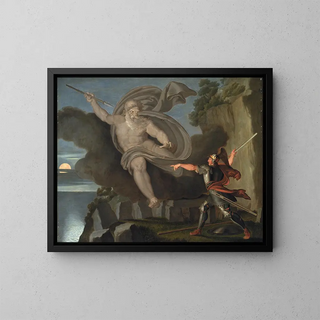 The Battle of Fingal with Loda's Spirit - Asmus Jacob Carstens — framed artwork on a wall