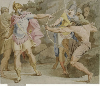 Philoctetes aiming Hercules' bow on Ulysses - Asmus Jacob Carstens — artwork view