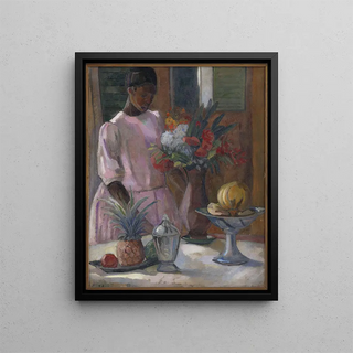 Rose Painting featuring the table - Astrid Holm — framed artwork on a wall
