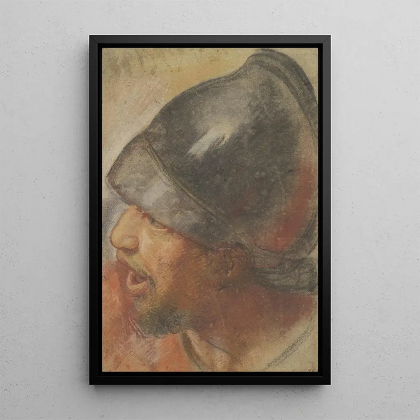 Head of a Macedonian soldier - Assistant at Charles Le Brun's Workshop — framed artwork on a wall