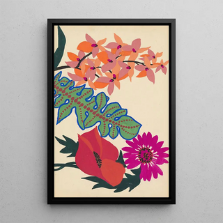 Project of embroidery with leaves and flowers - Atelier Martine — framed artwork on a wall
