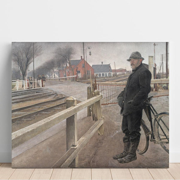 Reproduction of the painting Waiting for the train, level crossing of the Roskilde highway - Laurits Andersen Ring
