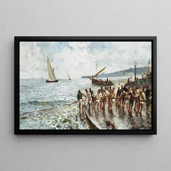 Tirant les filets - Attilio Pratella — framed artwork on a wall