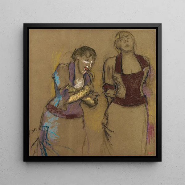 At the Café-Concert Two Singers - Edgar Degas — framed artwork on a wall