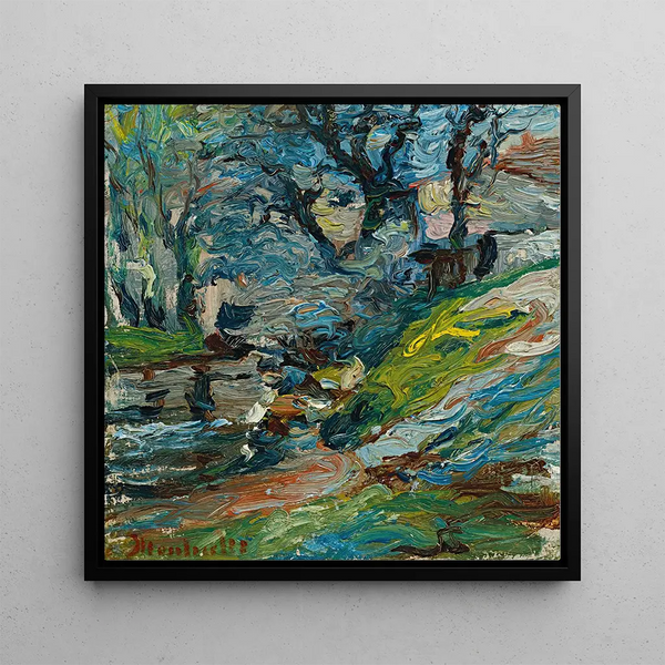 At the riverbank Marseille - Adolphe Monticelli — framed artwork on a wall