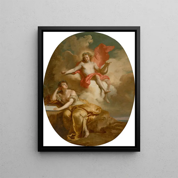 Apollo and a muse - Lucas Auger — framed artwork on a wall