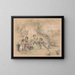 Three children in a castle garden reading and playing with dogs - August Allebé — framed artwork on a wall