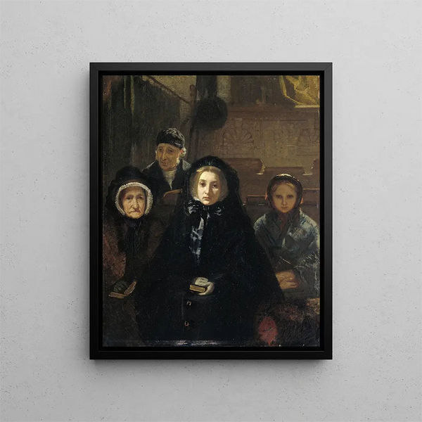 Early at the church - August Allebé — framed artwork on a wall