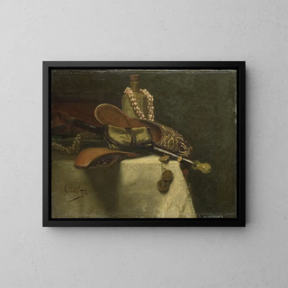 Still life with Oriental slippers - August Allebé — framed artwork on a wall