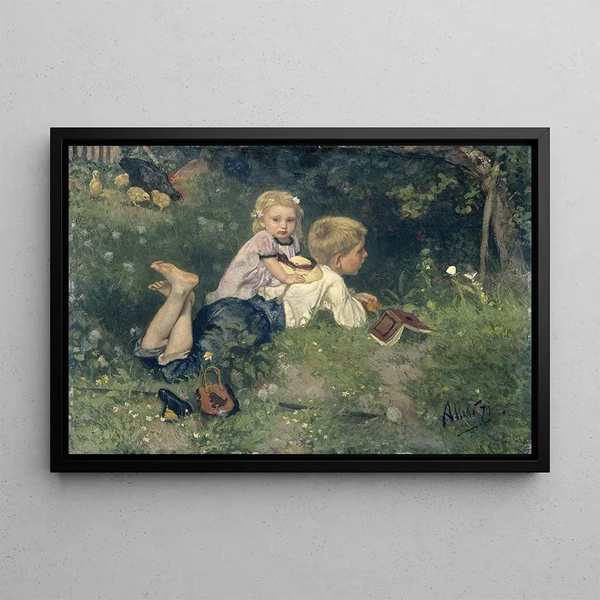 Les Papillons - August Allebé — framed artwork on a wall