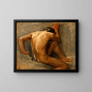 Study of a nude man - August Andreas Jerndorff — framed artwork on a wall