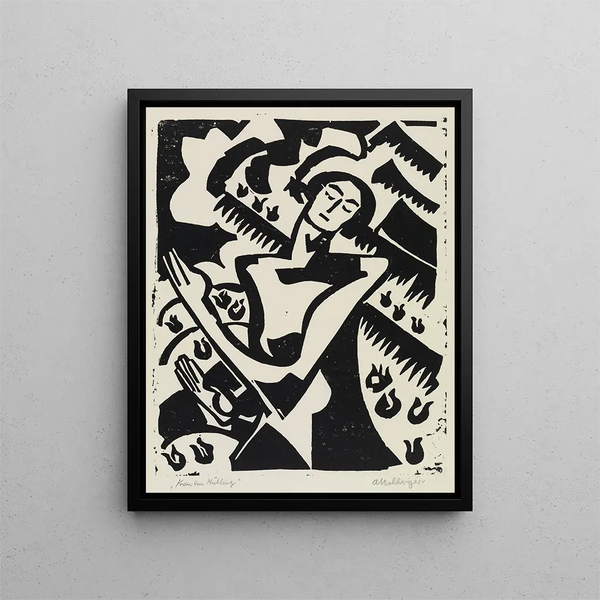 Woman in Spring - August Babberger — framed artwork on a wall