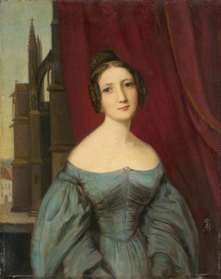 Maria Magdalena von Kachthaler in front of the Cathedral of Fribourg - August Boötz — artwork view