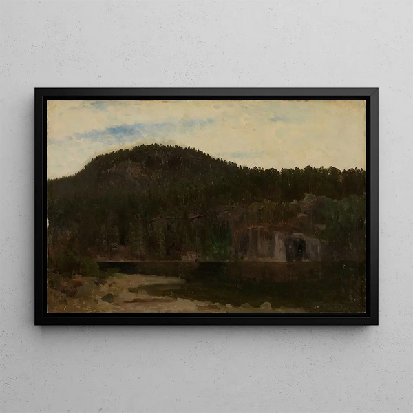 Landscape Study with a Lake - August Cappelen — framed artwork on a wall