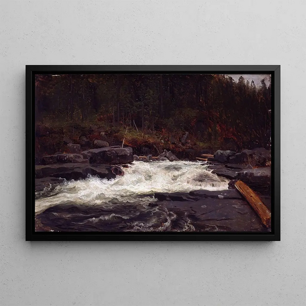 Cascade in Telemark, study for InvNo 427 - August Cappelen — framed artwork on a wall