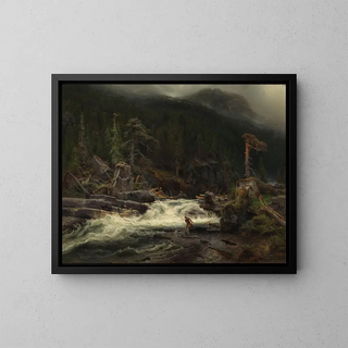 Cascade Painting in Telemark - August Cappelen — framed artwork on a wall