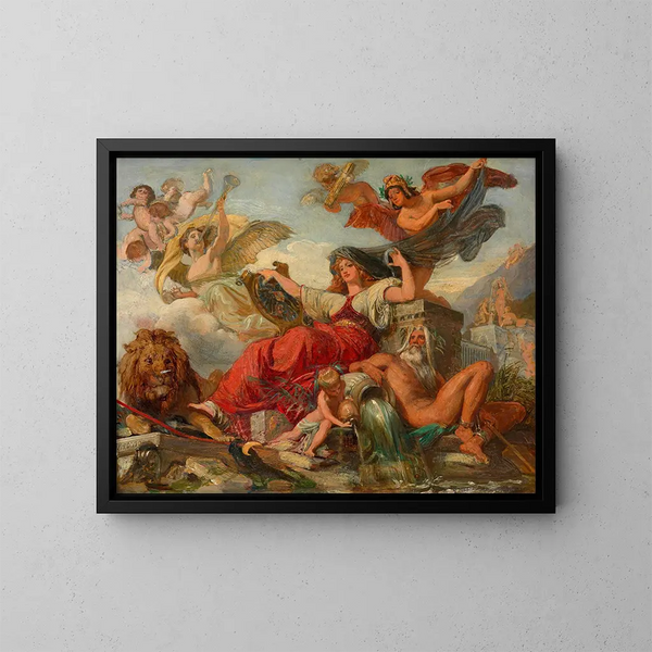 Allégorie sur l'extension de la ville. Esquisse pour un plafond dans la nouvelle mairie. - August Eisenmenger — framed artwork on a wall