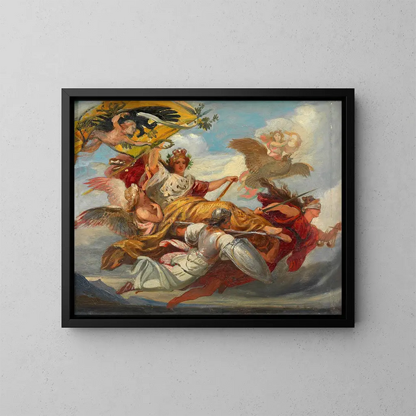 Apotheosis of Austria. Sketch for a ceiling at the New Rathaus - August Eisenmenger — framed artwork on a wall