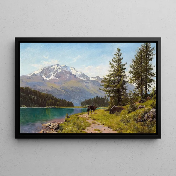 A Summer Day in Sils im Engadine, Switzerland - August Fischer — framed artwork on a wall