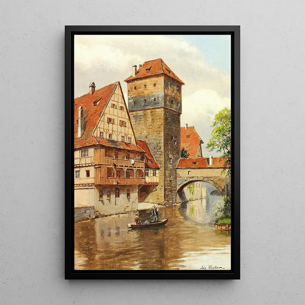 Henckerstieg in Nuremberg - August Fischer — framed artwork on a wall