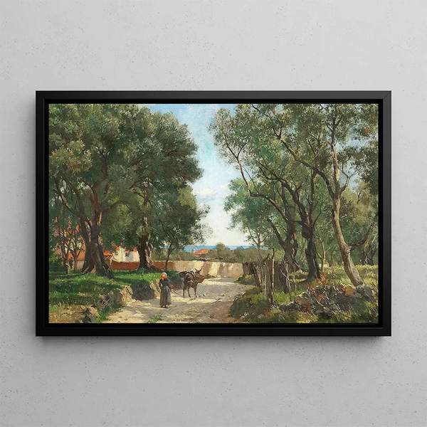 Girl with Seal - August Fischer — framed artwork on a wall