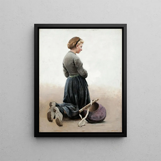 Girl kneeling - August Hagborg — framed artwork on a wall