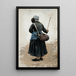 Woman standing - August Hagborg — framed artwork on a wall