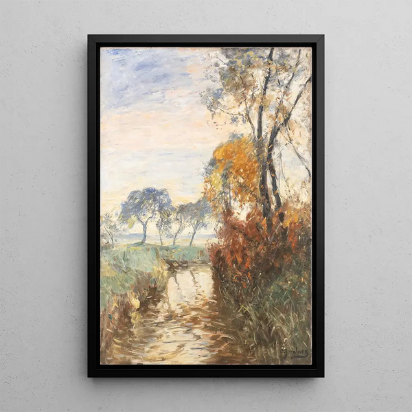 Autumn Landscape Painting - August Jernberg — framed artwork on a wall
