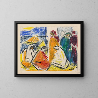 Group of Figures - August Ludwig Schmitt — framed artwork on a wall