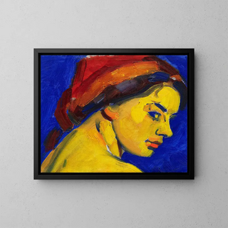 Head of a Woman - August Ludwig Schmitt — framed artwork on a wall